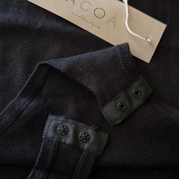 NWT ACOA Collection Black Sweater Camisole Bodysuit Spaghetti Straps Small - Picture 9 of 14